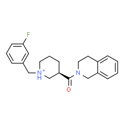 ChemSpider 2D Image | (3R)-3-(3,4-Dihydro-2(1H)-isoquinolinylcarbonyl)-1-(3-fluorobenzyl)piperidinium | C22H26FN2O