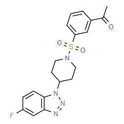ChemSpider 2D Image | 1-{3-[4-(5-Fluoro-benzotriazol-1-yl)-piperidine-1-sulfonyl]-phenyl}-ethanone | C19H19FN4O3S