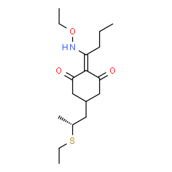 ChemSpider 2D Image | 2-[1-(Ethoxyamino)butylidene]-5-[(2R)-2-(ethylsulfanyl)propyl]-1,3-cyclohexanedione | C17H29NO3S