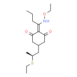ChemSpider 2D Image | 2-[1-(Ethoxyamino)butylidene]-5-[(2S)-2-(ethylsulfanyl)propyl]-1,3-cyclohexanedione | C17H29NO3S