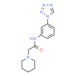 ChemSpider 2D Image | 2-(1-Piperidinyl)-N-[3-(1H-tetrazol-1-yl)phenyl]acetamide | C14H18N6O