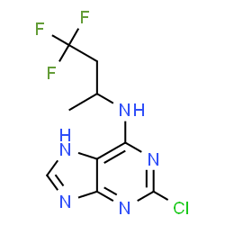 ChemSpider 2D Image | 2-Chloro-N-(4,4,4-trifluoro-2-butanyl)-7H-purin-6-amine | C9H9ClF3N5
