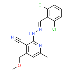ChemSpider 2D Image | 2-[(2E)-2-(2,6-Dichlorobenzylidene)hydrazino]-4-(methoxymethyl)-6-methylnicotinonitrile | C16H14Cl2N4O