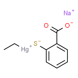 ChemSpider 2D Image | Ethylmercury(1+) sodium 2-sulfidobenzoate (1:1:1) | C9H9HgNaO2S
