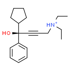 ChemSpider 2D Image | (4R)-4-Cyclopentyl-N,N-diethyl-4-hydroxy-4-phenyl-2-butyn-1-aminium | C19H28NO