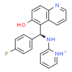 ChemSpider 2D Image | 2-{[(S)-(4-Fluorophenyl)(6-hydroxy-5-quinolinyl)methyl]amino}pyridinium | C21H17FN3O