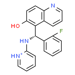 ChemSpider 2D Image | 2-{[(R)-(2-Fluorophenyl)(6-hydroxy-5-quinolinyl)methyl]amino}pyridinium | C21H17FN3O