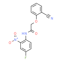 ChemSpider 2D Image | 2-(2-Cyanophenoxy)-N-(4-fluoro-2-nitrophenyl)acetamide | C15H10FN3O4
