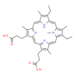 ChemSpider 2D Image | 3,3'-(7,12-Diethyl-3,8,13,17,22-pentamethyl-2,18-porphyrindiyl)dipropanoic acid | C35H40N4O4