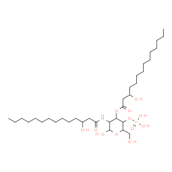 ChemSpider 2D Image | 2-Deoxy-3-O-(3-hydroxytetradecanoyl)-2-[(3-hydroxytetradecanoyl)amino]-4-O-phosphonohexopyranose | C34H66NO12P