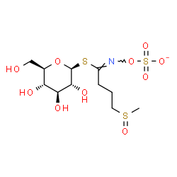 ChemSpider 2D Image | 1-S-[(1E)-4-(Methylsulfinyl)-N-(sulfonatooxy)butanimidoyl]-1-thio-beta-D-glucopyranose | C11H20NO10S3
