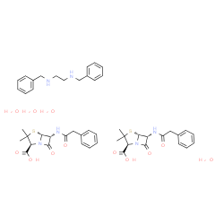 ChemSpider 2D Image | (2S,5R,6R)-3,3-Dimethyl-7-oxo-6-[(phenylacetyl)amino]-4-thia-1-azabicyclo[3.2.0]heptan-2-carbonsäure--N,N'-dibenzylethan-1,2-diamin(2:1)tetrahydrat | C48H64N6O12S2