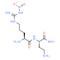 ChemSpider 2D Image | N-[(2S)-1,4-Diamino-1-oxo-2-butanyl]-N~5~-(N-nitrocarbamimidoyl)-L-ornithinamide | C10H22N8O4