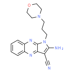 ChemSpider 2D Image | 2-Amino-1-[3-(4-morpholinyl)propyl]-1H-pyrrolo[2,3-b]quinoxaline-3-carbonitrile | C18H20N6O