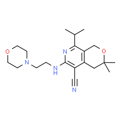 ChemSpider 2D Image | 8-Isopropyl-3,3-dimethyl-6-{[2-(4-morpholinyl)ethyl]amino}-3,4-dihydro-1H-pyrano[3,4-c]pyridine-5-carbonitrile | C20H30N4O2