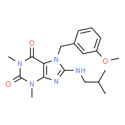 ChemSpider 2D Image | 8-(Isobutylamino)-7-(3-methoxybenzyl)-1,3-dimethyl-3,7-dihydro-1H-purine-2,6-dione | C19H25N5O3