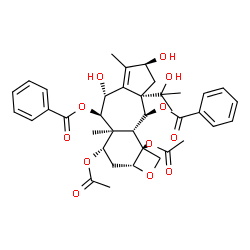 ChemSpider 2D Image | (2aR,4S,4aS,5R,6R,8S,9aS,10S,10aR,10bS)-4,10b-Diacetoxy-6,8-dihydroxy-9a-(2-hydroxy-2-propanyl)-4a,7-dimethyl-2a,3,4,4a,5,6,8,9,9a,10,10a,10b-dodecahydro-1H-azuleno[5',6':3,4]benzo[1,2-b]oxete-5,10-di
yl dibenzoate | C38H44O12