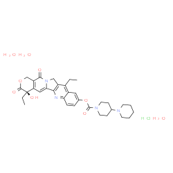 ChemSpider 2D Image | (4R)-4,11-Diethyl-4-hydroxy-3,14-dioxo-3,4,12,14-tetrahydro-1H-pyrano[3',4':6,7]indolizino[1,2-b]quinolin-9-yl 1,4'-bipiperidine-1'-carboxylate hydrochloride trihydrate | C33H45ClN4O9