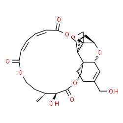 ChemSpider 2D Image | (1'R,2S,3'R,8'R,12'S,13'R,18'Z,20'Z,24'R,25'S)-12'-Hydroxy-5'-(hydroxymethyl)-13',25'-dimethyl-11'H,17'H,22'H-spiro[oxirane-2,26'-[2,10,16,23]tetraoxatetracyclo[22.2.1.0~3,8~.0~8,25~]heptacosa[4,18,20
]triene]-11',17',22'-trione | C27H34O10