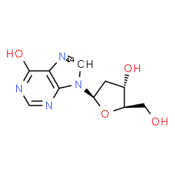 ChemSpider 2D Image | 9-(2-Deoxy-beta-D-erythro-pentofuranosyl)(8-~14~C)-9H-purin-6-ol | C914CH12N4O4