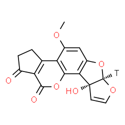 ChemSpider 2D Image | (6aS,9aR)-9a-Hydroxy-4-methoxy(6a-~3~H)-2,3,6a,9a-tetrahydrocyclopenta[c]furo[3',2':4,5]furo[2,3-h]chromene-1,11-dione | C17H11TO7