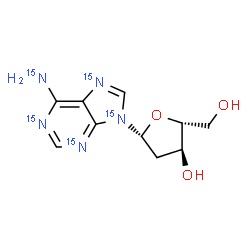 ChemSpider 2D Image | 2'-Deoxy(~15~N_5_)adenosine | C10H1315N5O3