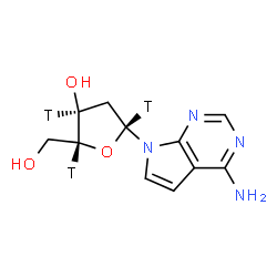 ChemSpider 2D Image | 7-{2-[(C~3~,1,4-~3~H_3_)Deoxy]-beta-L-erythro-pentofuranosyl}-7H-pyrrolo[2,3-d]pyrimidin-4-amine | C11H11T3N4O3