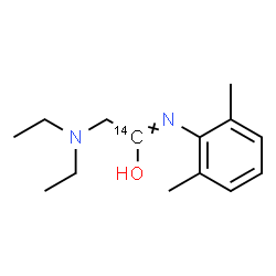 ChemSpider 2D Image | 2-(Diethylamino)-N-(2,6-dimethylphenyl)(1-~14~C)ethanimidic acid | C1314CH22N2O