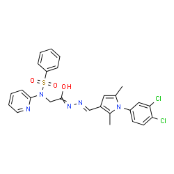 ChemSpider 2D Image | N-{(E)-[1-(3,4-Dichlorophenyl)-2,5-dimethyl-1H-pyrrol-3-yl]methylene}-2-[(phenylsulfonyl)(2-pyridinyl)amino]ethanehydrazonic acid | C26H23Cl2N5O3S