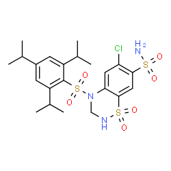 ChemSpider 2D Image | 6-Chloro-4-[(2,4,6-triisopropylphenyl)sulfonyl]-3,4-dihydro-2H-1,2,4-benzothiadiazine-7-sulfonamide 1,1-dioxide | C22H30ClN3O6S3
