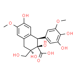 ChemSpider 2D Image | (1R,2R,3S)-1-(3,4-Dihydroxy-5-methoxyphenyl)-2,3,7-trihydroxy-3-(hydroxymethyl)-6-methoxy-1,2,3,4-tetrahydro-2-naphthalenecarboxylic acid | C20H22O10