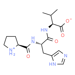 ChemSpider 2D Image | (2S)-3-Methyl-2-({N-[(2S)-2-pyrrolidiniumylcarbonyl]-L-histidyl}amino)butanoate | C16H25N5O4