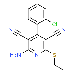 ChemSpider 2D Image | 2-amino-4-(2-chlorophenyl)-6-(ethylthio)pyridine-3,5-dicarbonitrile | C15H11ClN4S