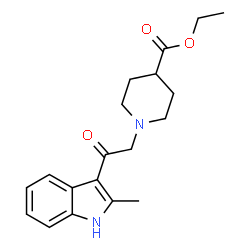 ChemSpider 2D Image | Ethyl 1-[2-(2-methyl-1H-indol-3-yl)-2-oxoethyl]-4-piperidinecarboxylate | C19H24N2O3