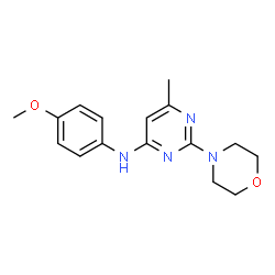 ChemSpider 2D Image | N-(4-Methoxyphenyl)-6-methyl-2-(4-morpholinyl)-4-pyrimidinamine | C16H20N4O2