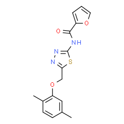 ChemSpider 2D Image | N-{5-[(2,5-Dimethylphenoxy)methyl]-1,3,4-thiadiazol-2-yl}-2-furamide | C16H15N3O3S