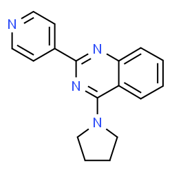 ChemSpider 2D Image | 2-pyridin-4-yl-4-(1-pyrrolidinyl)quinazoline | C17H16N4