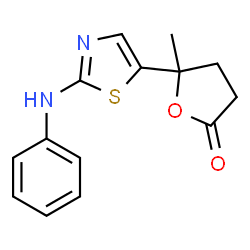 ChemSpider 2D Image | 5-(2-Anilino-1,3-thiazol-5-yl)-5-methyldihydro-2(3H)-furanone | C14H14N2O2S