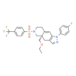 ChemSpider 2D Image | (S)-4A-(ethoxymethyl)-1-(4-fluorophenyl)-6-((4-(trifluoromethyl)phenyl)sulfonyl)-4,4a,5,6,7,8-hexahydro-1H-pyrazolo[3,4-g]isoquinoline | C26H25F4N3O3S