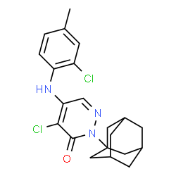 ChemSpider 2D Image | 2-(Adamantan-1-yl)-4-chloro-5-[(2-chloro-4-methylphenyl)amino]-3(2H)-pyridazinone | C21H23Cl2N3O