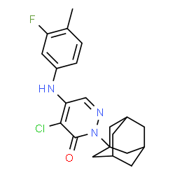 ChemSpider 2D Image | 2-(Adamantan-1-yl)-4-chloro-5-[(3-fluoro-4-methylphenyl)amino]-3(2H)-pyridazinone | C21H23ClFN3O
