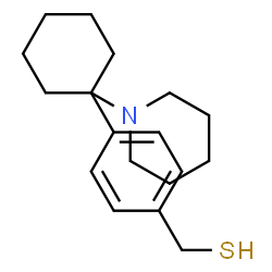ChemSpider 2D Image | {4-[1-(1-Piperidinyl)cyclohexyl]phenyl}methanethiol | C18H27NS