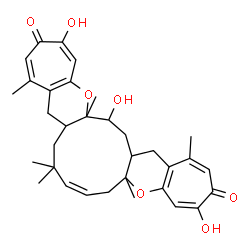ChemSpider 2D Image | (8Z)-4,16,19-Trihydroxy-1,6a,10,10,13,18a-hexamethyl-6a,7,10,11,11a,18a,19,20,20a,21-decahydro-3H-cyclohepta[b]cyclohepta[5',6']pyrano[3',2':5,6]cycloundeca[1,2-e]pyran-3,15(12H)-dione | C33H40O7