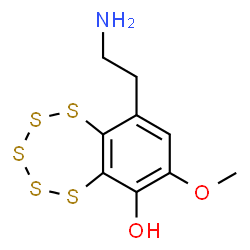 ChemSpider 2D Image | 9-(2-Aminoethyl)-7-methoxy-1,2,3,4,5-benzopentathiepin-6-ol | C9H11NO2S5