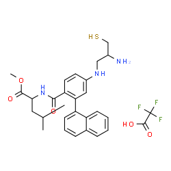 ChemSpider 2D Image | Methyl N-{4-[(2-amino-3-sulfanylpropyl)amino]-2-(1-naphthyl)benzoyl}leucinate trifluoroacetate (1:1) | C29H34F3N3O5S