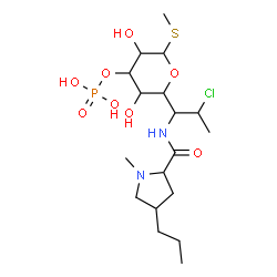 ChemSpider 2D Image | Methyl 5-{2-chloro-1-[(1-methyl-4-propylprolyl)amino]propyl}-3-O-phosphono-1-thiopentopyranoside | C18H34ClN2O8PS