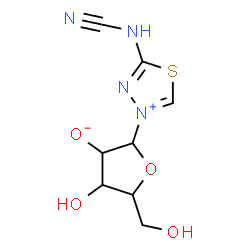 ChemSpider 2D Image | 2-[5-(Cyanoamino)-1,3,4-thiadiazol-3-ium-3-yl]-4-hydroxy-5-(hydroxymethyl)tetrahydro-3-furanolate (non-preferred name) | C8H10N4O4S