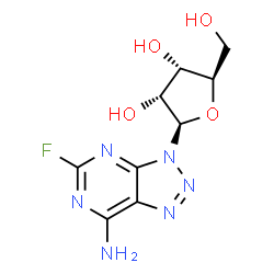 ChemSpider 2D Image | 5-Fluoro-3-(beta-D-ribofuranosyl)-3H-[1,2,3]triazolo[4,5-d]pyrimidin-7-amine | C9H11FN6O4