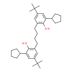 ChemSpider 2D Image | 2,2'-(1,4-Butanediyl)bis[6-cyclopentyl-4-(2-methyl-2-propanyl)phenol] | C34H50O2