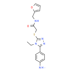 ChemSpider 2D Image | 2-{[5-(4-Aminophenyl)-4-ethyl-4H-1,2,4-triazol-3-yl]sulfanyl}-N-(2-furylmethyl)acetamide | C17H19N5O2S